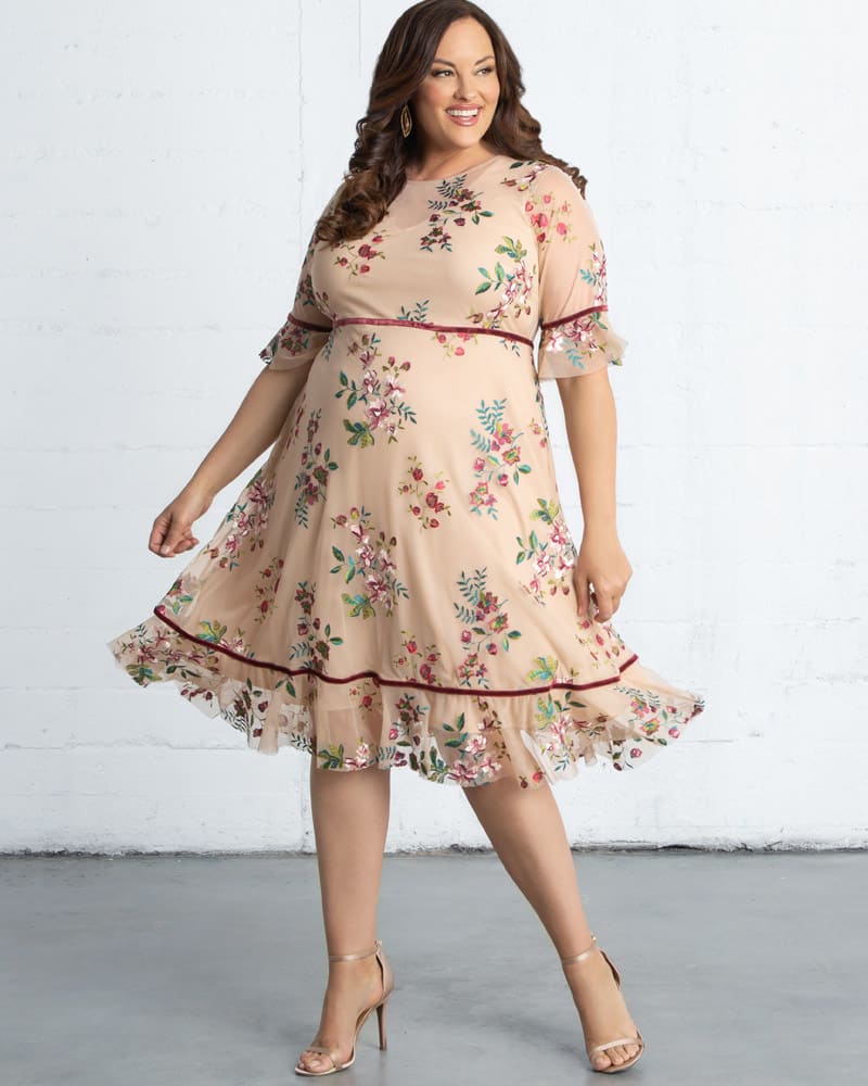 Embroidered plus size clearance dress